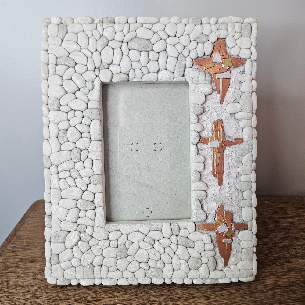 United Design Corp Spiritual Harvest Three Crosses Pebble Texture Photo Frame